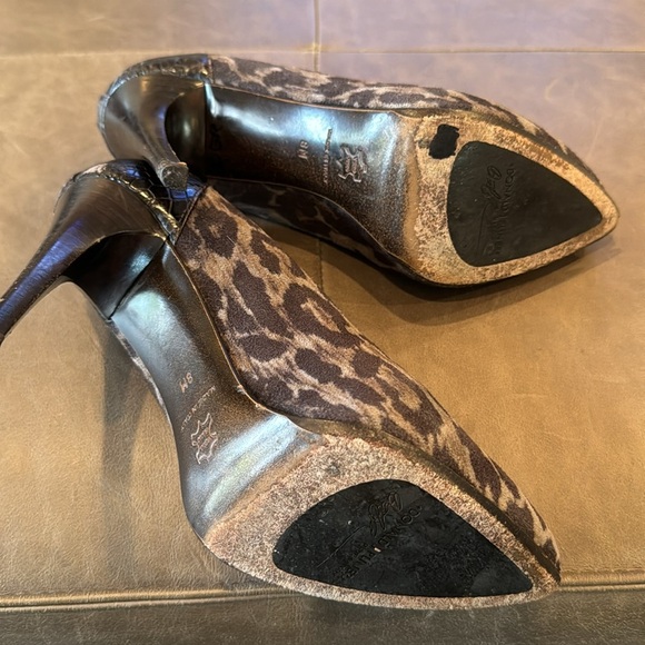 Donal J. Pliner Eartha Grey Suede Leopard Pointy Stiletto Heel Boots Size 8 - Picture 10 of 14